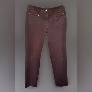 Evelyn & Arthur Holland Ave Straight Leg Slim Cotton Blend Ankle Pant Brown 12